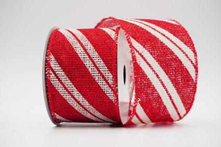 Retro Slant Stripes Wired Ribbon_KF6796 GC-7-7_Red